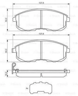 Гальмівні колодки дискові NISSAN/SUZUKI Juke/Cube/VVT/SX4 \'\'F \'\'1,5-2,0 \'\'07>> BOSCH 0986494443 (фото 1)