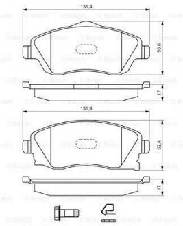 Тормозные колодки перед. OPEL Combo 01-, BOSCH 0986494510 (фото 1)