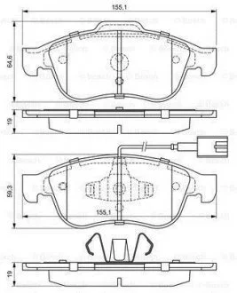 Тормозные колодки дисковые ALFA ROMEO Giulietta F&#039;1,4-2,010&gt;&gt; BOSCH 0986494680 (фото 1)