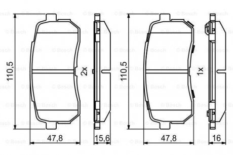 Гальмівні колодки дискові KIA Sorento \'\'R \'\'14>> BOSCH 0986494828 (фото 1)