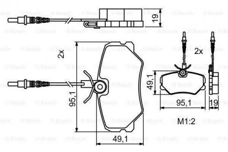 ,Тормозные колодки перед. PEUGEOT 306, 405 1,6-2,0 92-97 BOSCH 0986494849 (фото 1)