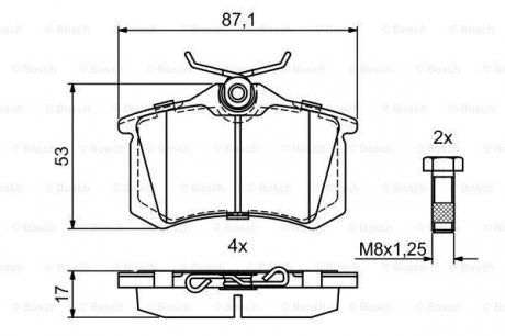 Тормозные колодки задн. AUDI A3,A4,A6 SEAT VW Golf 3/4 SKODA BOSCH 0986494923 (фото 1)