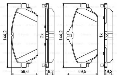 Комплект гальмівних накладок, дискове гальмо DB C205 13- BOSCH 0986494951