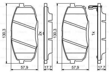 Гальмівні колодки дискові KIA Cee\'d \'\'F 1.4-1.6 \'\'07-12 BOSCH 0986494995 (фото 1)