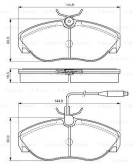 Тормозные колодки перед.(с датч.) CITROEN Jumper; FIAT Ducato; PEUGEOT Box BOSCH 0986495056 (фото 1)