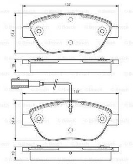 Гальмівні колодки дискові FIAT Doblo/Idea/Multipla "F "99>> PR2 BOSCH 0986495086 (фото 1)