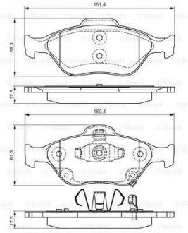 Гальмівні колодки дискові PR2 TOYOTA Yaris "06>> BOSCH 0986495093 (фото 1)