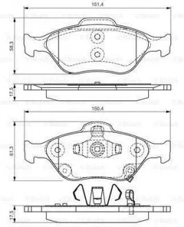 Тормозные колодки дисковые PR2 TOYOTA Yaris &quot;06&gt;&gt; BOSCH 0986495093 (фото 1)