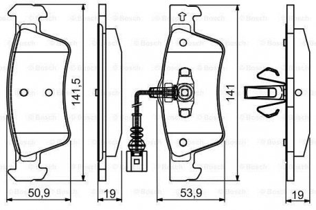 Тормозные колодки дисковые VW Transporter/Multivan "R "03>> PR2 BOSCH 0986495115 (фото 1)