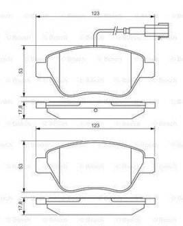 Гальмівні колодки передні Fiat Doblo 2005- (з датчиками) BOSCH 0986495342 (фото 1)