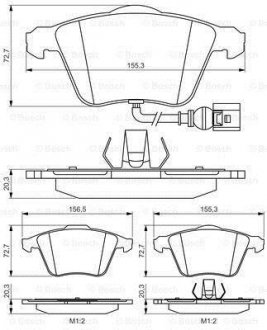 Тормозные колодки перед. AUDI A3/TT; VW Golf V, Passat 05-; SEAT Leon (с д BOSCH 0986495356 (фото 1)