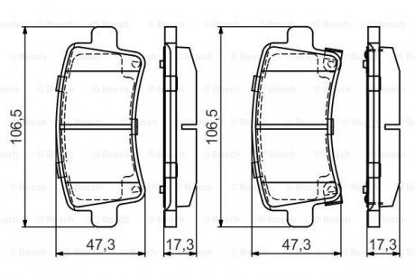 Комплект тормозных колодок, дисковый тормоз BOSCH 0986495444 (фото 1)