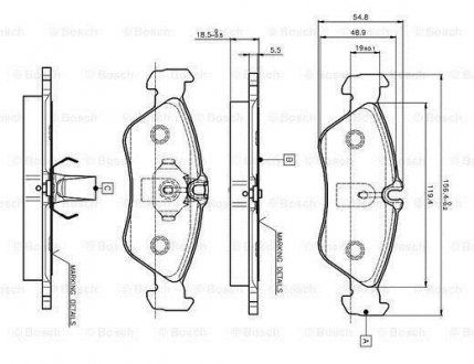 Гальмівні колодки задні MB Sprinter 901 - 903 / VW LT 1995- (система ATE) BOSCH 0 986 TB2 032