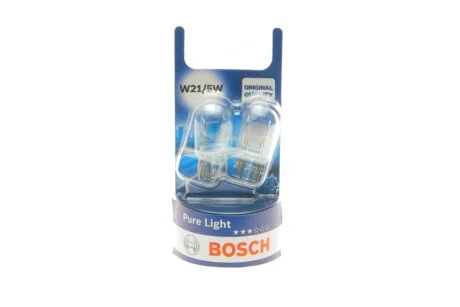 Лампа накаливания W21/5W 12V W3x16q PURE LIGHT (blister 2шт) BOSCH 1987301079