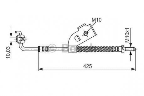 Шланг гальмівний перед. лівий Ford Escort/Orion 90- (425мм)) BOSCH 1 987 476 568 (фото 1)