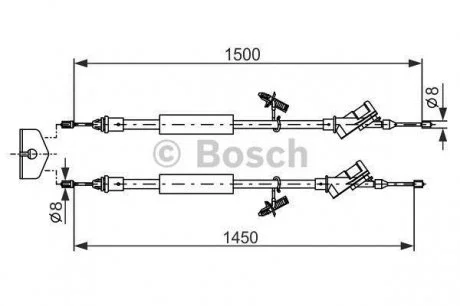 FORD Трос ручн.тормоза Focus 06- бараб. BOSCH 1987477222 (фото 1)