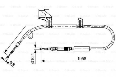 Тормозной трос 1958mm AUDI A6 \'\'RL\'\'97-04 BOSCH 1987477603 (фото 1)