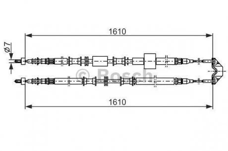 OPEL Трос ручн.тормоза лев./прав Meriva -10 (1610mm) BOSCH 1987477936