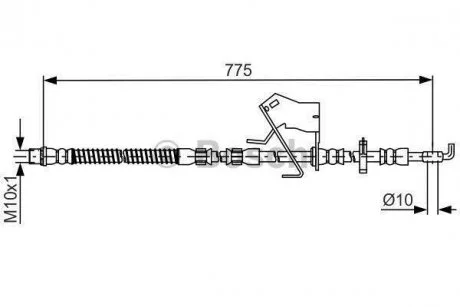 CITROEN Тормозной шланг передн.лев.C5 III,08-,Peugeot 407,508 BOSCH 1987481684