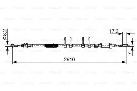Трос ручного тормоза перед. PSA Boxer/Ducato/Jumper 40-Maxi mod 06- 2910/2598 BOSCH 1 987 482 447