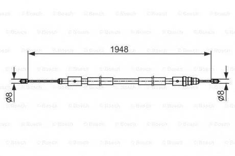 CITROEN Трос стоян.тормоза C4 Picasso 05- прав.диск. BOSCH 1987482541