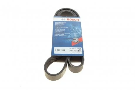 Фото ремінь П-клиновий 8PK1655 BOSCH 1987947057 Ремінь П-клиновий 8PK1655 BOSCH 1987947057