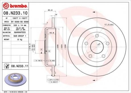 Гальмівні диски BREMBO 08.N233.11 (фото 1)