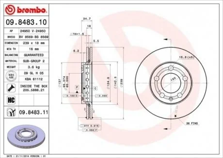 Тормозной диск Painted disk BREMBO 09.8483.11