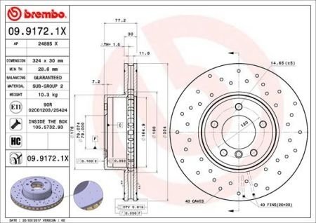 Тормозной диск Xtra BREMBO 09.9172.1X