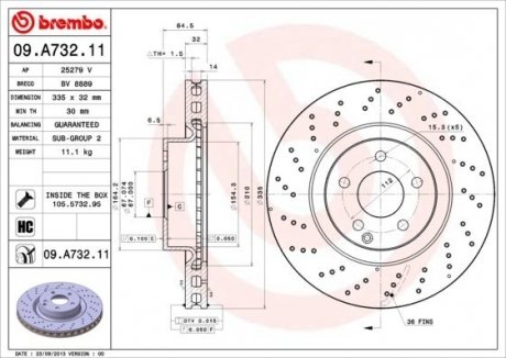Тормозной диск Painted disk BREMBO 09.A732.11