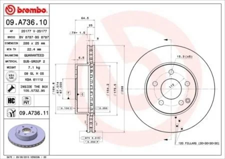 Тормозной диск Painted disk BREMBO 09.A736.11