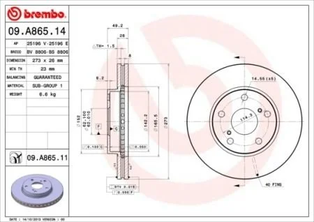 Гальмівний диск Painted disk BREMBO 09.A865.11 (фото 1)