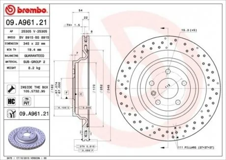 Тормозной диск Painted disk BREMBO 09.A961.21