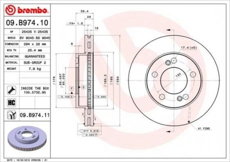 Тормозной диск BREMBO 09.B974.11