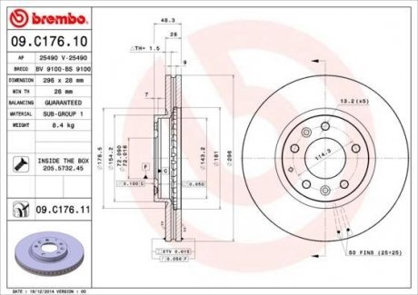 Тормозной диск BREMBO 09.C176.11 (фото 1)
