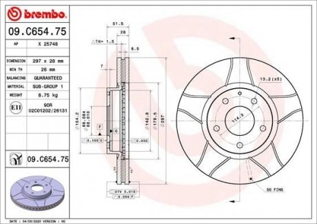 TARCZA HAMULC. MAZDA CX-5 11- PRZ?D BREMBO 09.C654.75