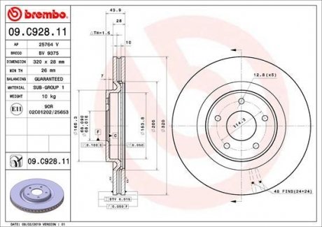 Гальмівний диск Painted disk BREMBO 09.C928.11 (фото 1)