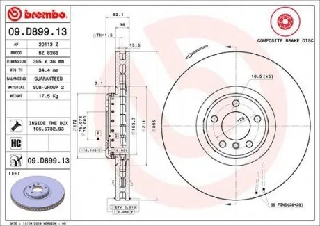TARCZA HAMULC. BMW X5 G05,F95 18- LP BREMBO 09.D899.13