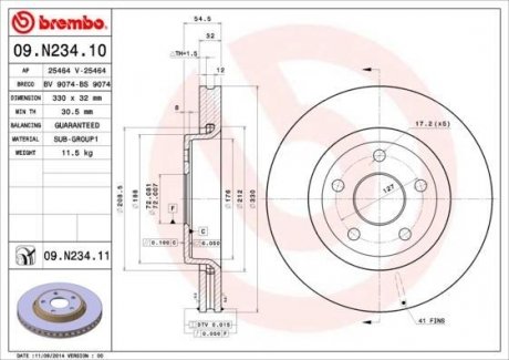 Гальмівні диски BREMBO 09.N234.11 (фото 1)