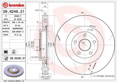 Тормозной диск BREMBO 09.N246.21 (фото 1)