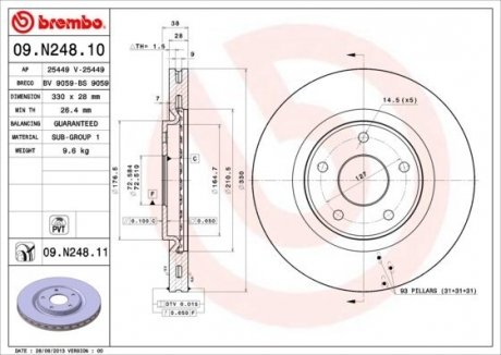 Гальмівний диск BREMBO 09.N248.11 (фото 1)