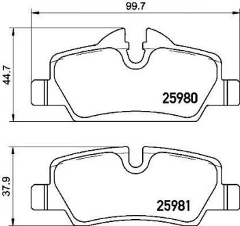 Гальмівні колодки дискові, к-кт. BREMBO P06 090