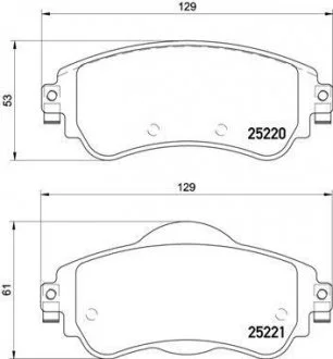 Тормозные колодки дисковые, к-кт. BREMBO P61 105 (фото 1)