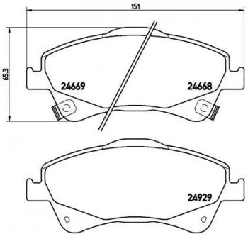 Гальмівні колодки дискові, к-кт. BREMBO P83 109