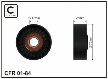 Ролик натяжной механизма поликлинового ремня Range Rover Vogue 70х17х26 CAFFARO 01-84 (фото 1)