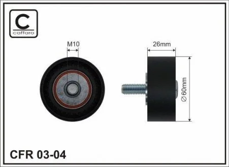 Ролик направл.ремня клин. M10X60X26 BERLINGO 1.9D 98-, 206 1.9D 98- CAFFARO 03-04