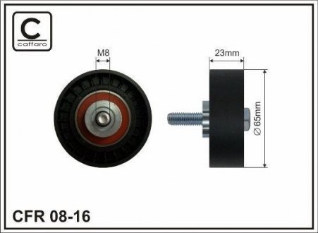Ролик натяжной механизма поликлинового ремня Fiat Doblo 02-,Alfa,Opel 1.3JTD/CTDI 65x8x23 CAFFARO 08-16