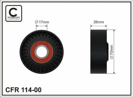 Ролик натяжной механизма поликлинового ремня BMW 5, 7, 8 сер. (E39, E38, E31) 3.5-4.0 96-04 70x17x26 CAFFARO 114-00