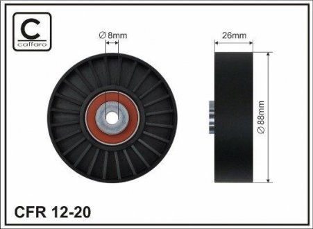 Ролик натяжной механизма поликлинового ремня Volvo 850, Renault 88,3x8x26 CAFFARO 12-20 (фото 1)
