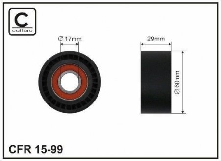 Ролик натяжной механизма поликлинового ремня BMW 7 E65/E66 4.0d/4.5d 60x17x29 CAFFARO 15-99 (фото 1)